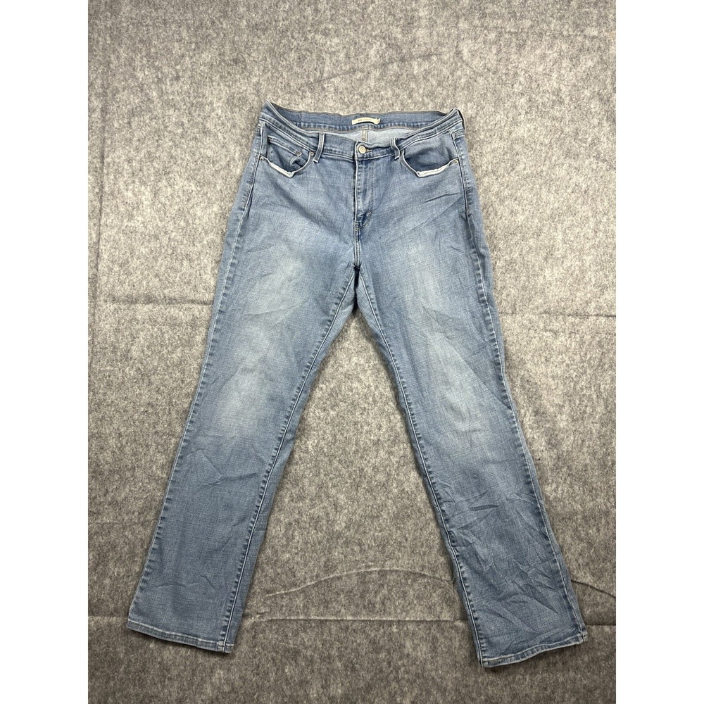 Levi's 505 Straight Fit Women's Jeans Blue Stretch Medium Wash Denim Size 14